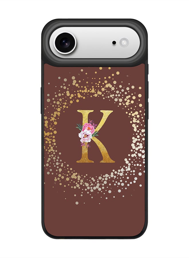 Stylizedd iPhone Air Case, [Compatible with MagSafe] Slim Magnetic cover Phone Case iPhone Air -Custom Monogram Floral - K  (Brown ) - Image 1