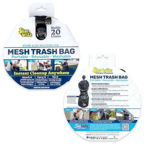 STAR BRITE Mesh Trash Bag with Locking Suction Cup Litter Guard Cinch Tie for Boats RVs Gold Carts Outdoor Adventures Durable Washable 5 Gallon Capacity 52074 - Image 3