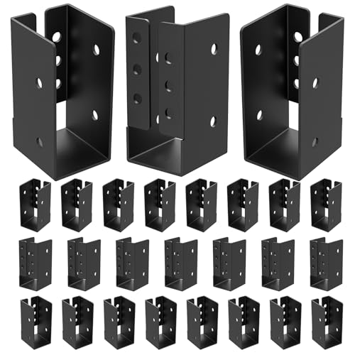 FMhotu Concealed Joist Hanger (24 Pack),2"x4" Outdoor Concealed-Flange Joist Bracket with Screws, Q235B Steel Powder Coated Concealed Mount Light Joist Hangers for 2"x4" Beam, Swing, Handrail, Fence - Image 2