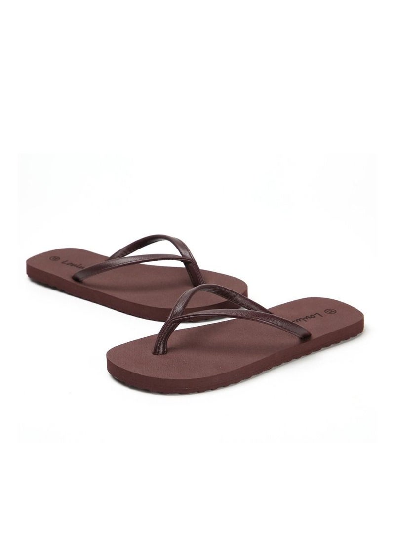 Loquat Men/Women New Clip On Flip-flops Casual Beach Slippers Brown  - Image 1