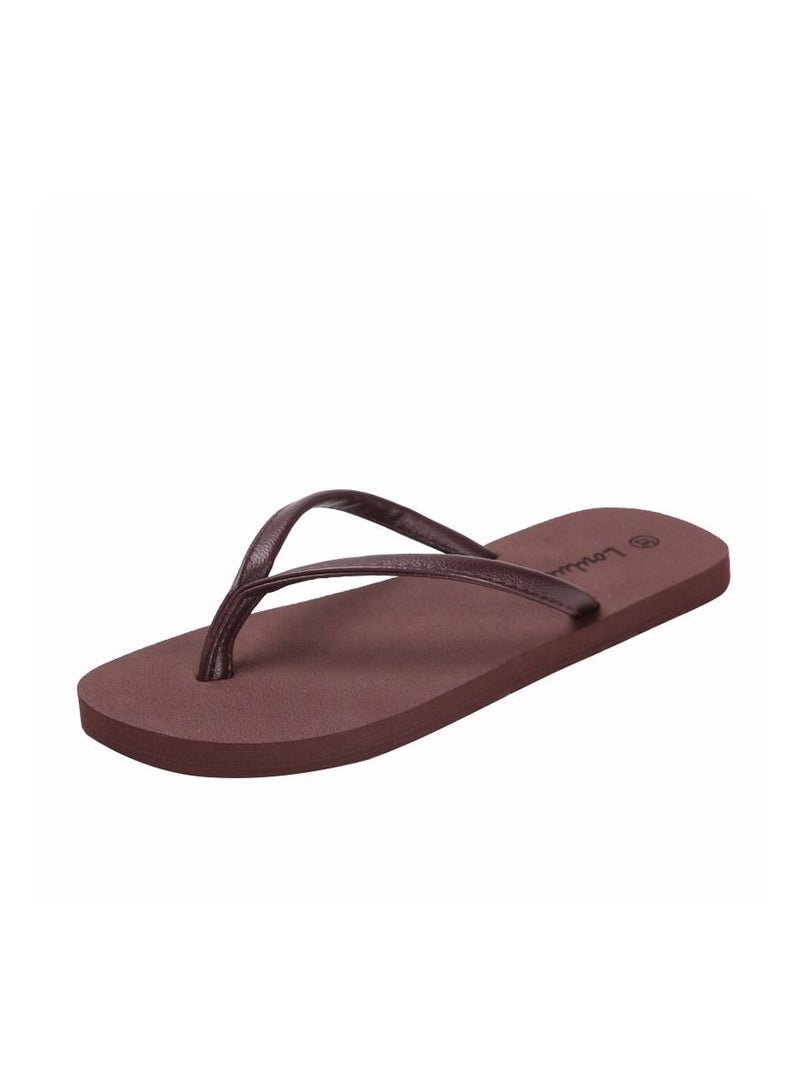 Loquat Men/Women New Clip On Flip-flops Casual Beach Slippers Brown  - Image 2