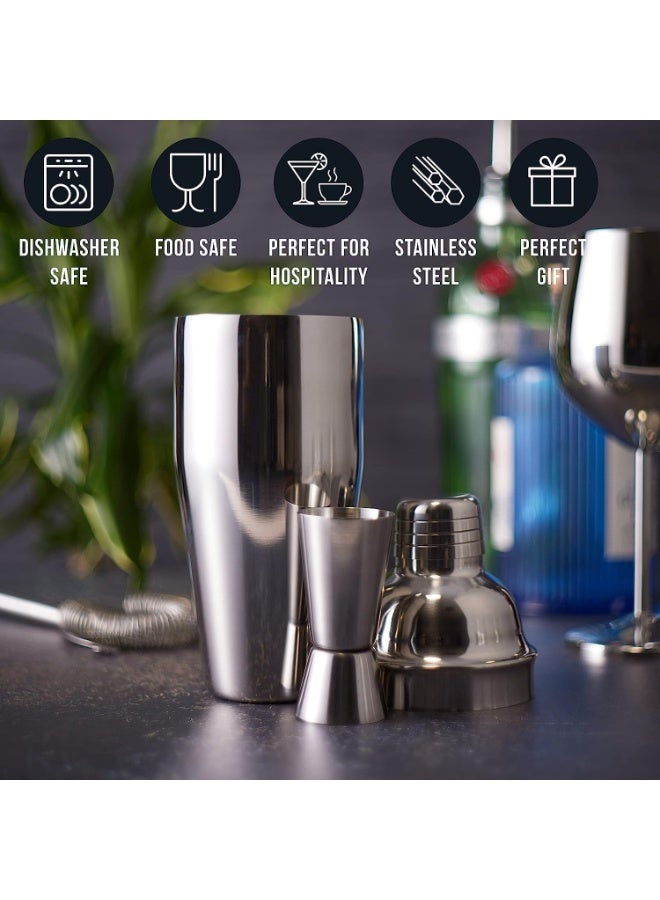 Professional 750ml stainless steel cocktail shaker – 3-piece design with built-in strainer – luxurious silver color for drinks and parties by Infinity Plus - Image 5