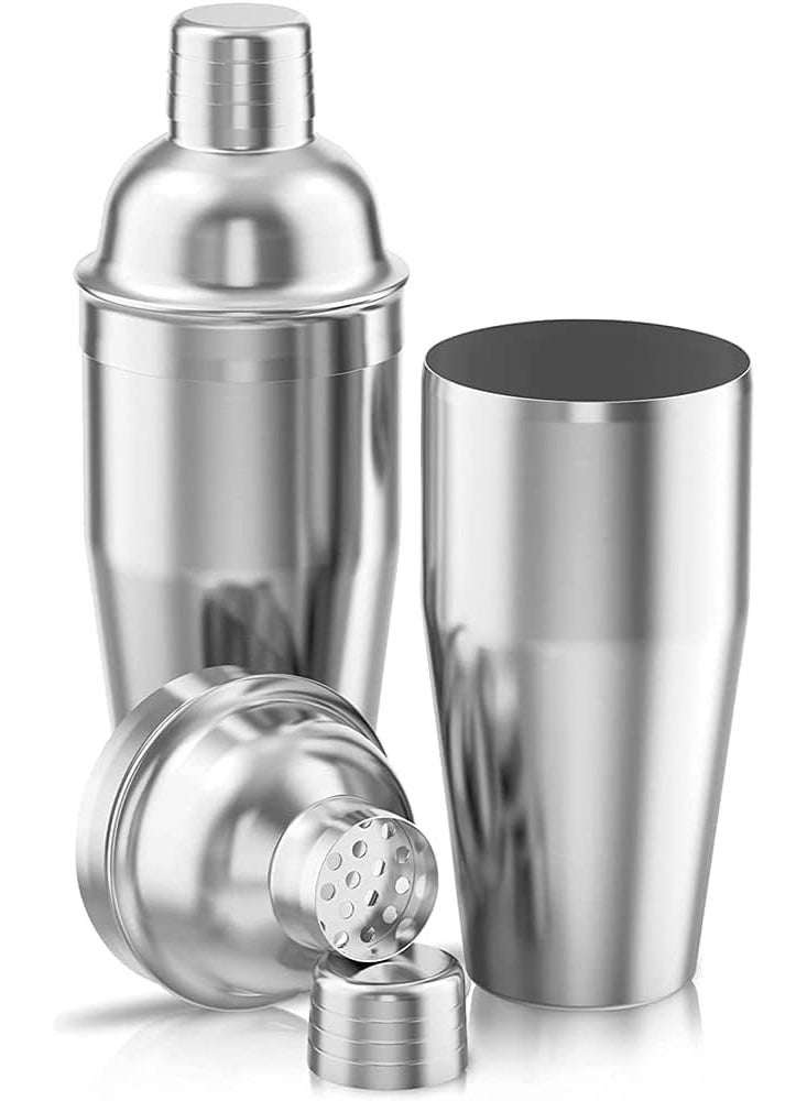 Professional 750ml stainless steel cocktail shaker – 3-piece design with built-in strainer – luxurious silver color for drinks and parties by Infinity Plus - Image 1