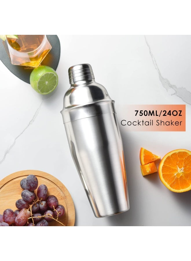 Professional 750ml stainless steel cocktail shaker – 3-piece design with built-in strainer – luxurious silver color for drinks and parties by Infinity Plus - Image 2