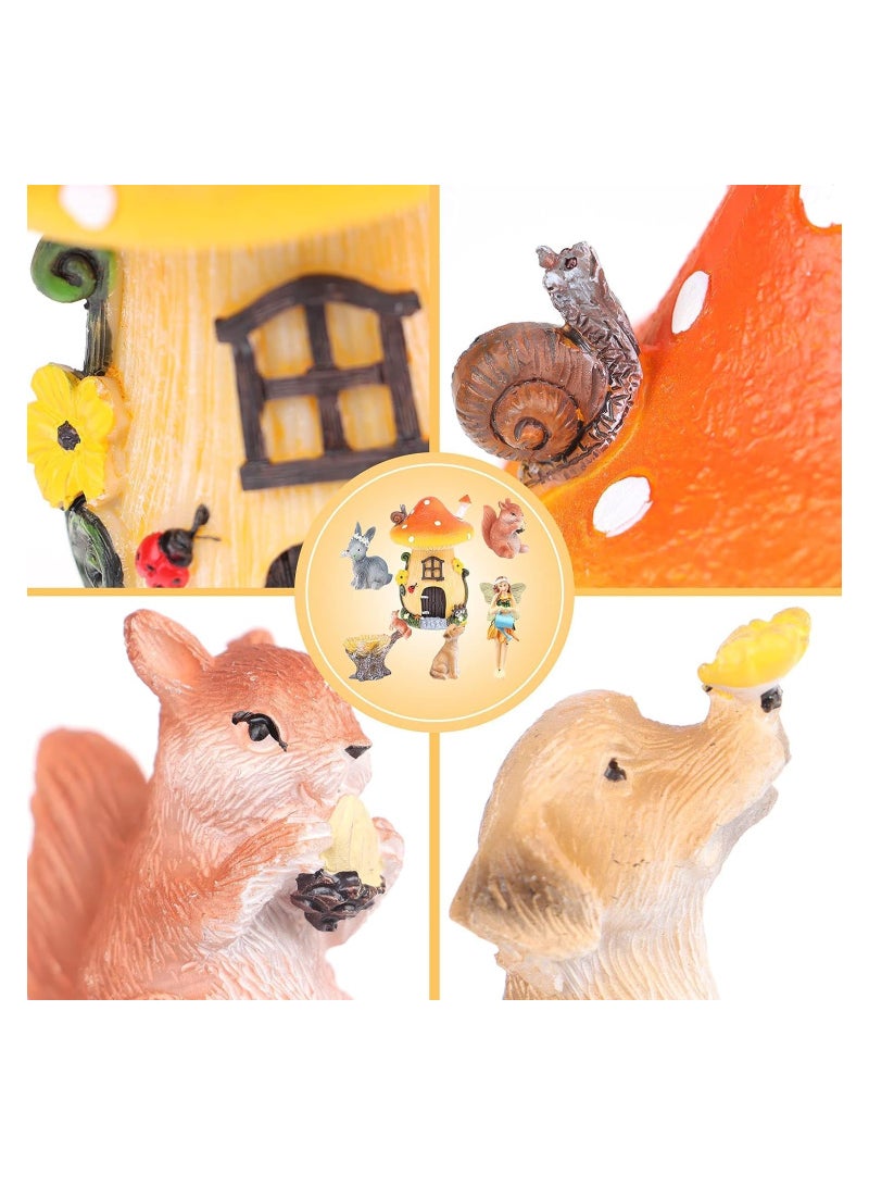 Zikra Miniature Fairy Garden Accessories, 6 Pcs Fairy Outdoor Garden Animals Figurines Outdoor Fairy Wild Garden Accessories Resin Wood Mushroom Miniature Garden for Plant Pots Bonsai Craft Decor - Image 4
