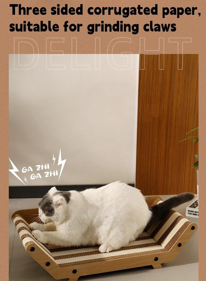 Generic Cat Scratching Board Corrugated Lounge Cat Beds for Carpets and Sofas, Cat Scratcher Cat  Nest for Indoor Big Large Kitty Kitten Cats,2 in 1 Cat Scratcher Bed for Furniture Protection Training Indoor Kittens  - Image 5