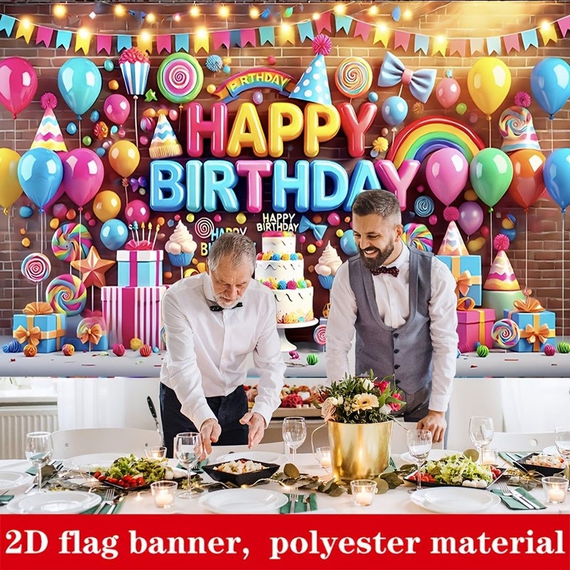 لافتة عيد ميلاد من البوليستر 180x120 سم تصميم نابض بالحياة ديكور للحفلات داخلية وخارجية - Image 4