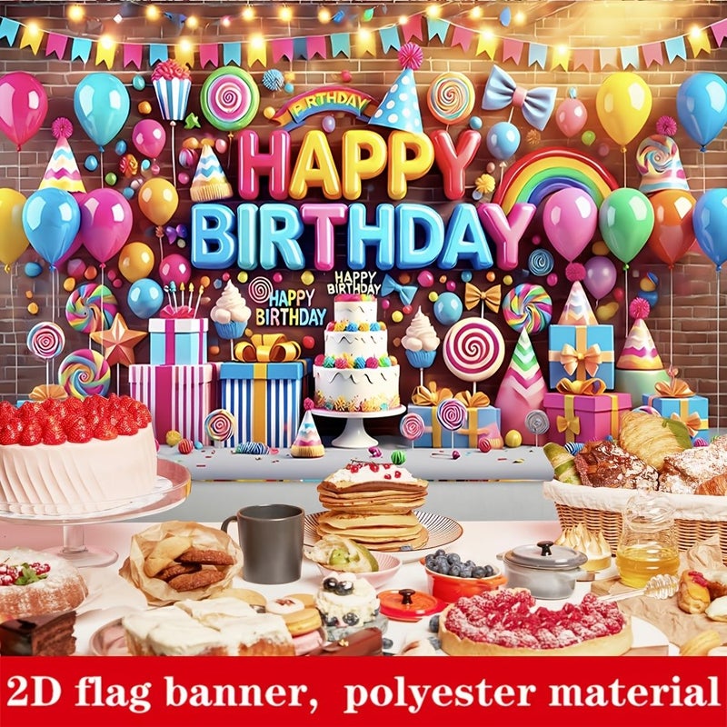 لافتة عيد ميلاد من البوليستر 180x120 سم تصميم نابض بالحياة ديكور للحفلات داخلية وخارجية - Image 1