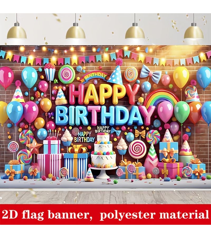 لافتة عيد ميلاد من البوليستر 180x120 سم تصميم نابض بالحياة ديكور للحفلات داخلية وخارجية - Image 2