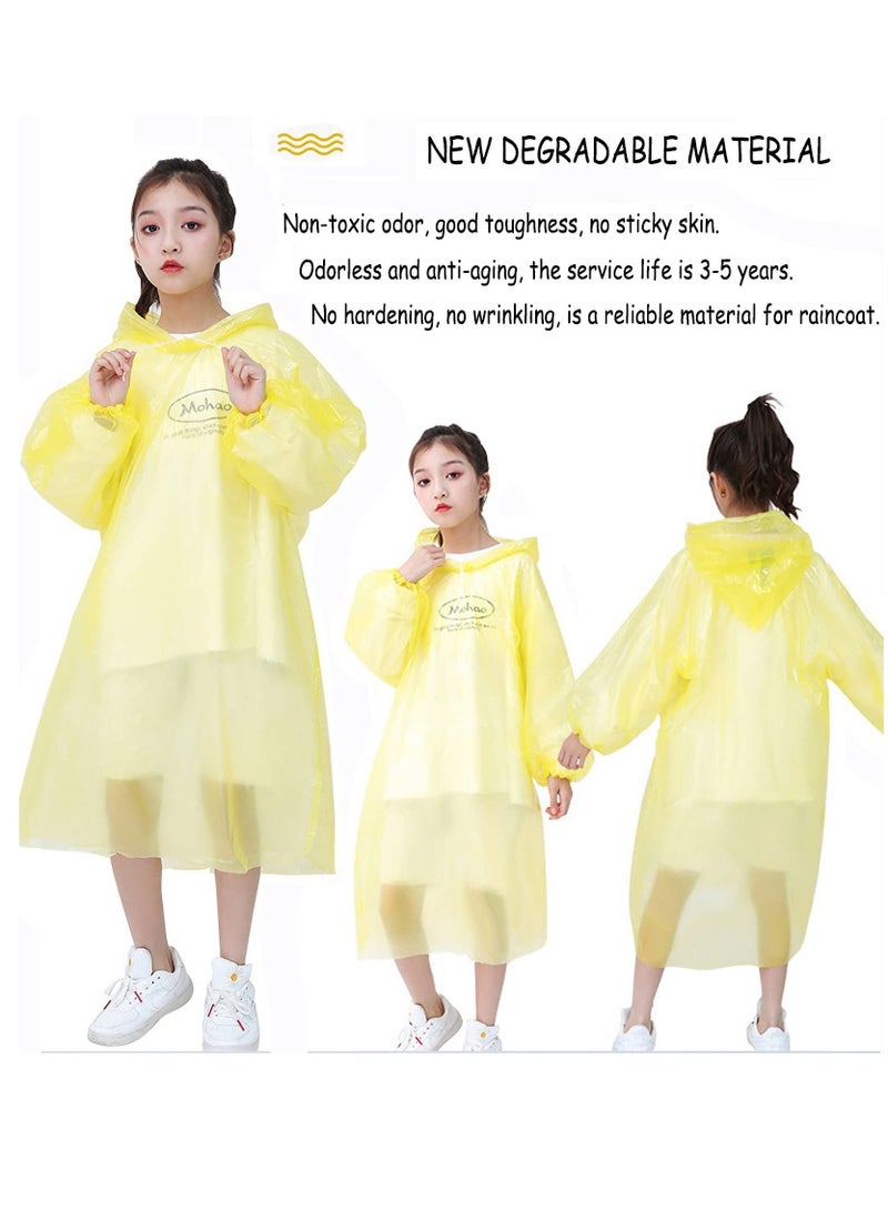 SOLARAE Disposable Rain Ponchos for Kids, 6 Pack Bulk Extra Thick Emergency Waterproof Raincoats with Hood Plastic Clear Travel Rain Gear for Concerts, Amusement Parks, Camping, Outdoor, Cycling, and Hiking. - Image 3