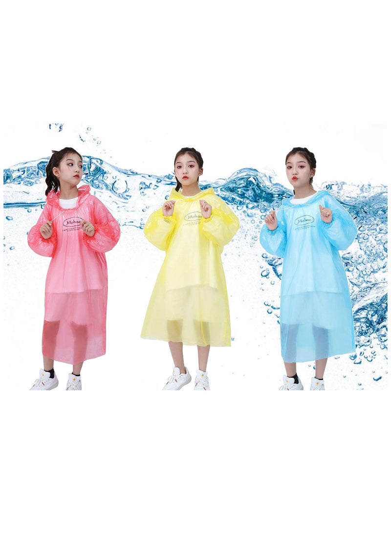 SOLARAE Disposable Rain Ponchos for Kids, 6 Pack Bulk Extra Thick Emergency Waterproof Raincoats with Hood Plastic Clear Travel Rain Gear for Concerts, Amusement Parks, Camping, Outdoor, Cycling, and Hiking. - Image 2