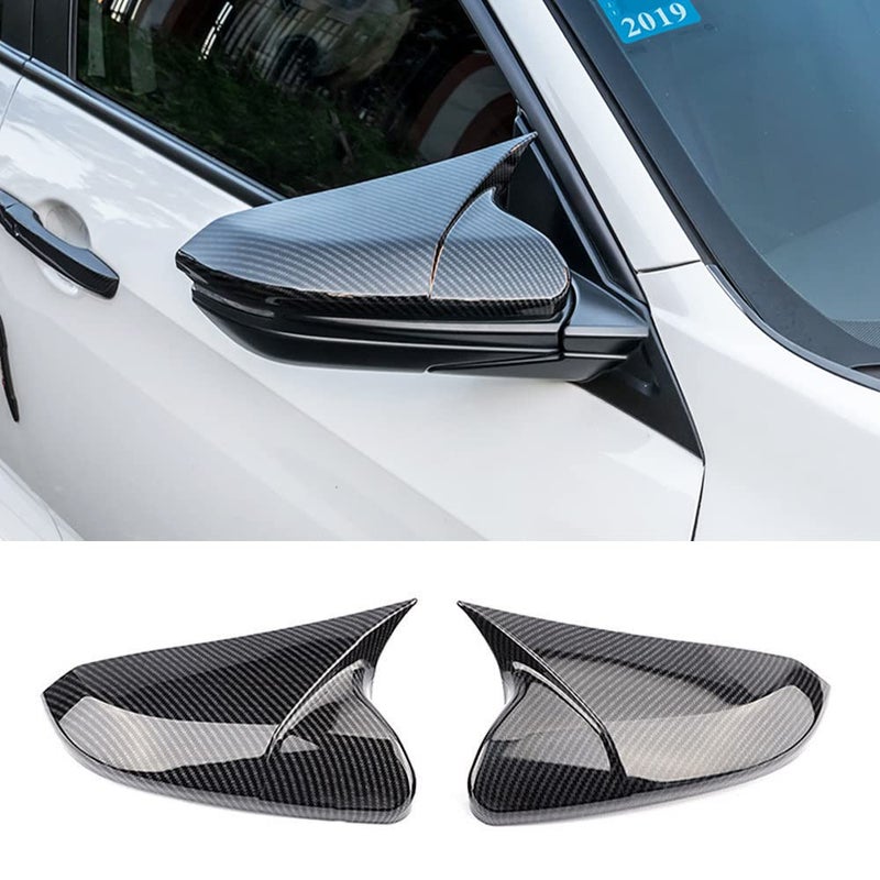 ATNVIDSG ABS Door Side Mirror Trim Cover Compatible with Honda Civic 20162021 10th Generation Sedan Coupe Hatchback Mirror Bullhorn Style Side Mirror Protectors Carbon Fiberk 2 PCS