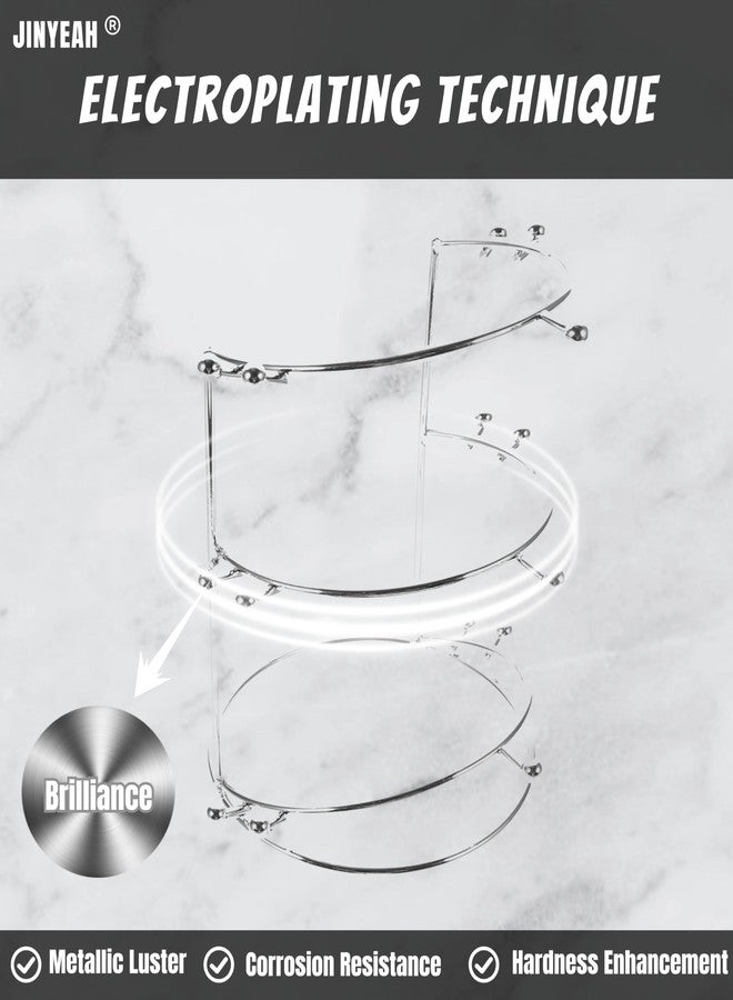 JINYEAH Crown Display 【Electroplating Metal Luster】 Crown Holder Tiara Display 3-Tier Sliver Bridal Crown Display Stand Crown Storage Organizer Jewelry Holder for Women Girls Wedding Home Shop Store - Image 2