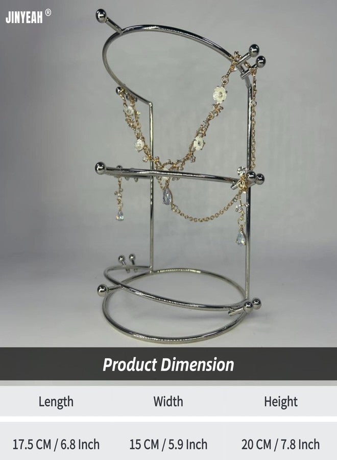 JINYEAH Crown Display 【Electroplating Metal Luster】 Crown Holder Tiara Display 3-Tier Sliver Bridal Crown Display Stand Crown Storage Organizer Jewelry Holder for Women Girls Wedding Home Shop Store - Image 4