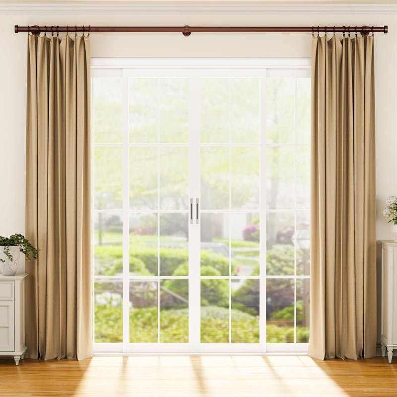 YaFex Heavy Duty Curtain Rods 32-150 Inch, 1 Inch Adjustable Bronze Curtain Rod for Windows, Extra Long Window Treatment Rods with Aluminium Finials, Easy Installation - Image 2