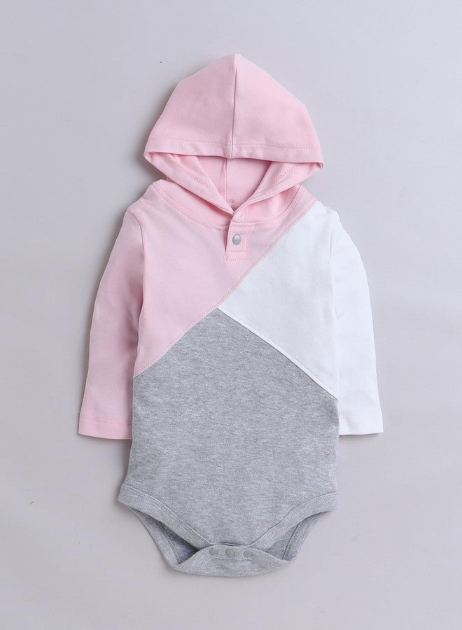 BUMZEE Grey Melange Girls Full Sleeves Cotton Hooded Bodysuit & Jogger Set Age - 0-3 Months (Peb9844B-gry) - Image 2