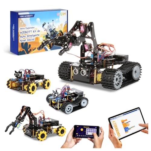 acebott Robotics for Kids Ages 1216 ACEBOTT 4 in 1 Smart Robot Arm with 5DOF Tank Car STEM Toys Coding Kit Compatible with Arduino Scratch App Remote Control Gift for Kids Teens - Image 1