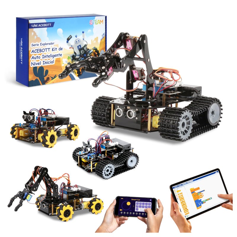 acebott Robotics for Kids Ages 1216 ACEBOTT 4 in 1 Smart Robot Arm with 5DOF Tank Car STEM Toys Coding Kit Compatible with Arduino Scratch App Remote Control Gift for Kids Teens - Image 3