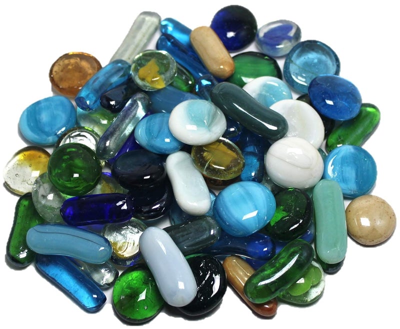DS1 Glass Pebbles Stones for Aquariums Fish Tank Fireplace Firepit Glass Vase Filler Plants Pot Garden Lawn Table Decor for Indoor and Outdoor Home Dcor Opaque All Glass Mix 1 Kg - Image 3