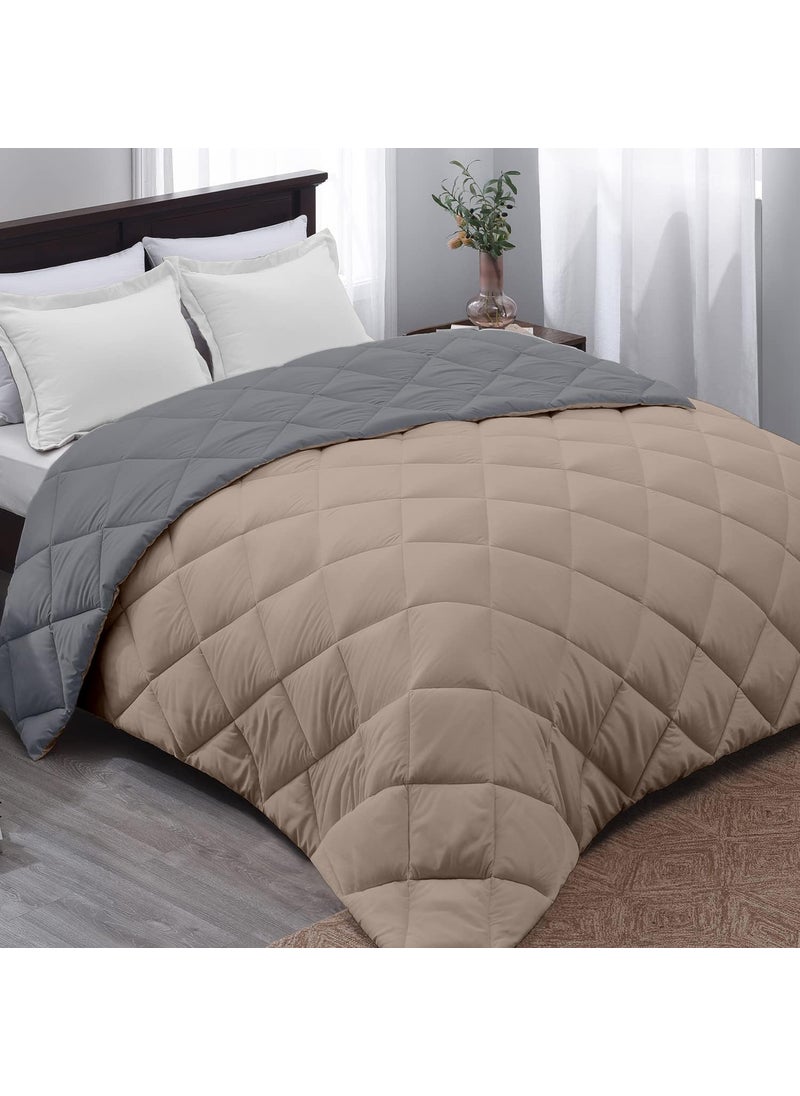 Make Bed Make Bed Reversible Comforter 220 GSM Microfiber Reversible AC ComforterBlanket for WinterQuiltDuvets for Queen Size Single Bed Comforter 60 90 Grey Taupe 