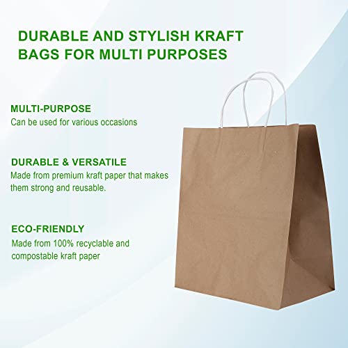 e kysa basics Brown Kraft Paper Carry/Gift/Cloth/Grocery Recycled Eco Friendly Bags with handles | Pack of 15 Bags - Image 3