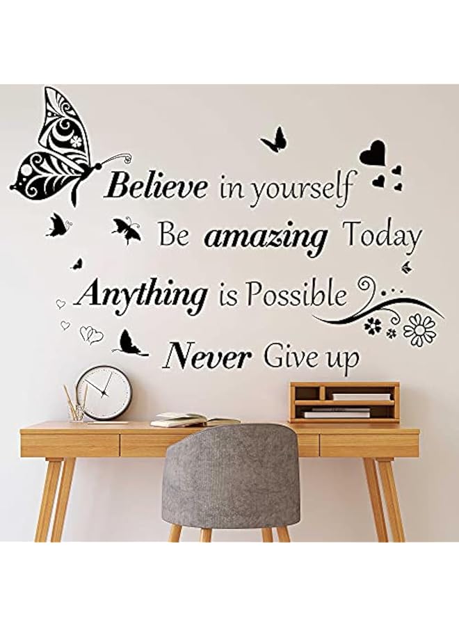 S-TOP Inspirational Wall Stickers, Removable Vinyl Motivational Quotes Letter Wall Art, Positive Butterfly Decals for Office Living Room, Large Peel and Stick Words for Bedroom Decor - Image 1