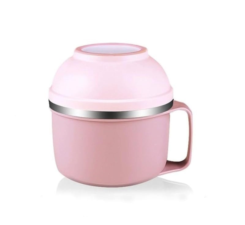 Lunch Box 3 Layers Stainless Steel Inside with Heat Preservation Spoon with Spoon for Easy Eating Study Work (Pink)