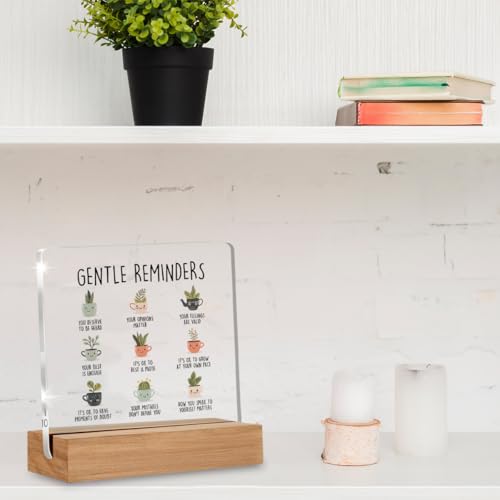 WEZADUK Inspirational Mental Health Gifts for Women Men, Positive Affirmations Gifts, Gentle Reminders Therapy Office Decorative Signs Plaque for Desk - Image 4