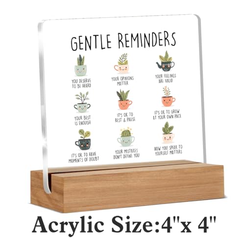 WEZADUK Inspirational Mental Health Gifts for Women Men, Positive Affirmations Gifts, Gentle Reminders Therapy Office Decorative Signs Plaque for Desk - Image 2