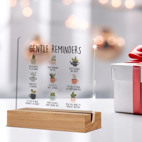 WEZADUK Inspirational Mental Health Gifts for Women Men, Positive Affirmations Gifts, Gentle Reminders Therapy Office Decorative Signs Plaque for Desk - Image 5