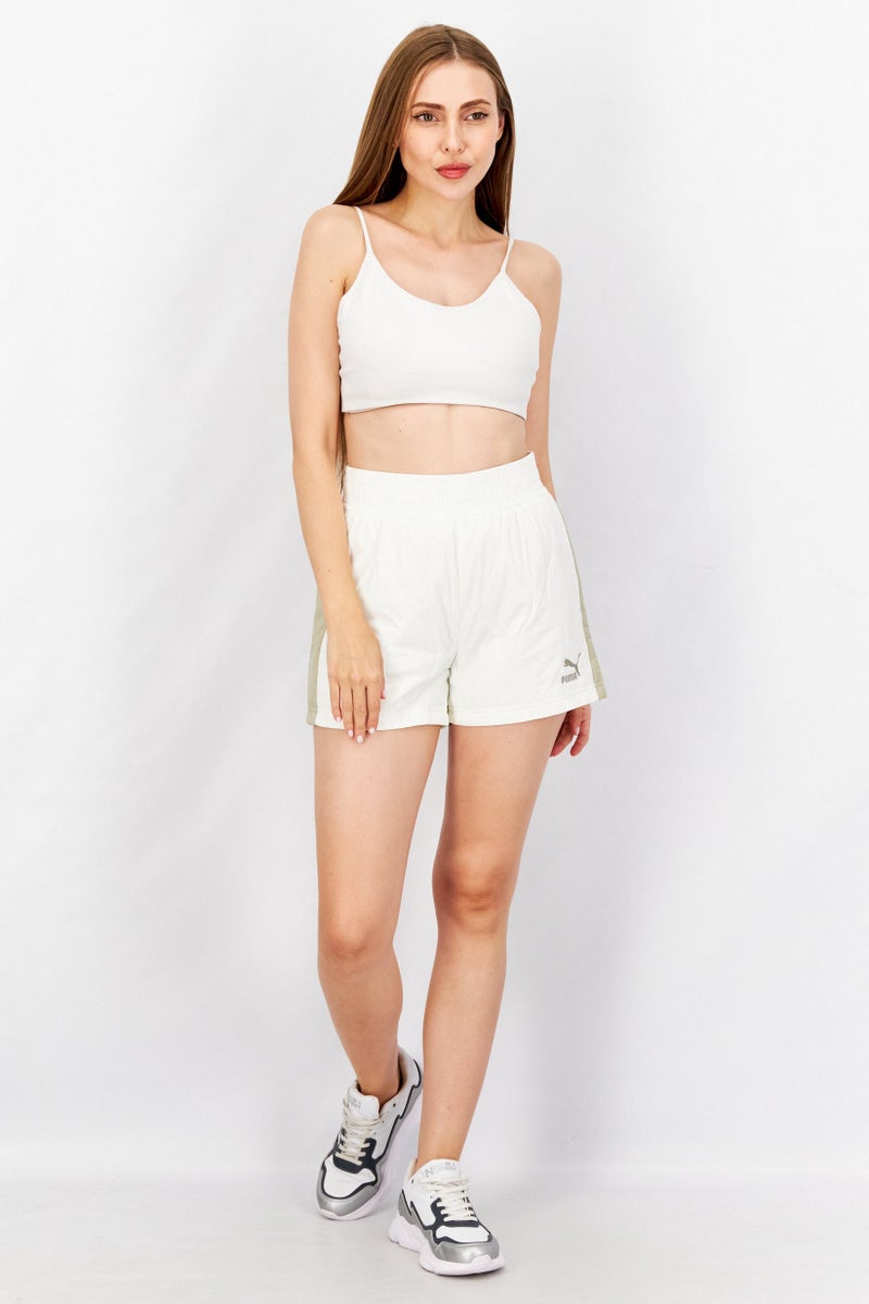 PUMA Women Sportswear Fit T7 Quilting Embroidered Logo Shorts, Off White - Image 4