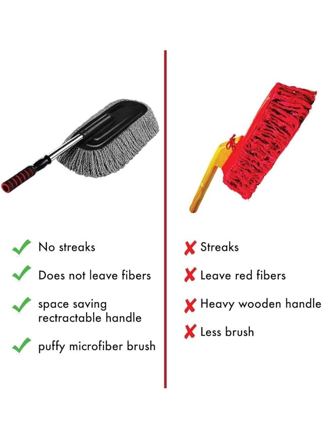 هالامودو مجموعة تنظيف داخلية وخارجية من الألياف الدقيقة للسيارة بمقبض طويل قابل للسحب لالتقاط الغبار وحبوب اللقاح للسيارة والدراجة والقوارب الترفيهية أو للاستخدام المنزلي - Image 4