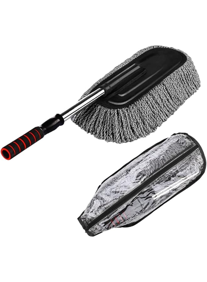 هالامودو مجموعة تنظيف داخلية وخارجية من الألياف الدقيقة للسيارة بمقبض طويل قابل للسحب لالتقاط الغبار وحبوب اللقاح للسيارة والدراجة والقوارب الترفيهية أو للاستخدام المنزلي - Image 1