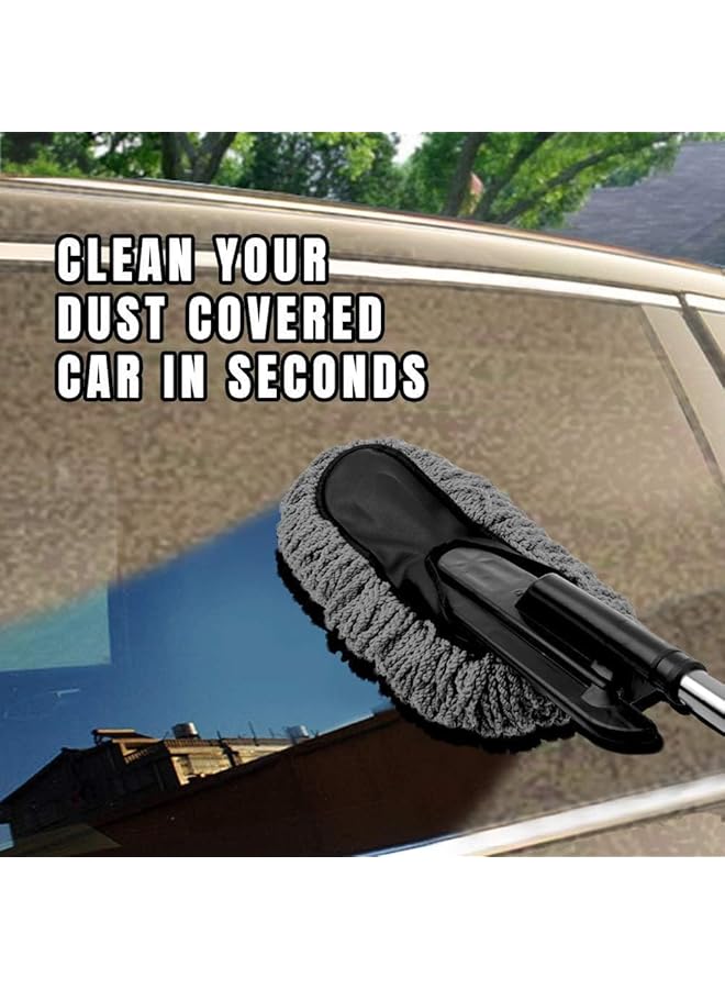 هالامودو مجموعة تنظيف داخلية وخارجية من الألياف الدقيقة للسيارة بمقبض طويل قابل للسحب لالتقاط الغبار وحبوب اللقاح للسيارة والدراجة والقوارب الترفيهية أو للاستخدام المنزلي - Image 2