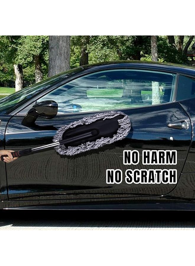 هالامودو مجموعة تنظيف داخلية وخارجية من الألياف الدقيقة للسيارة بمقبض طويل قابل للسحب لالتقاط الغبار وحبوب اللقاح للسيارة والدراجة والقوارب الترفيهية أو للاستخدام المنزلي - Image 3