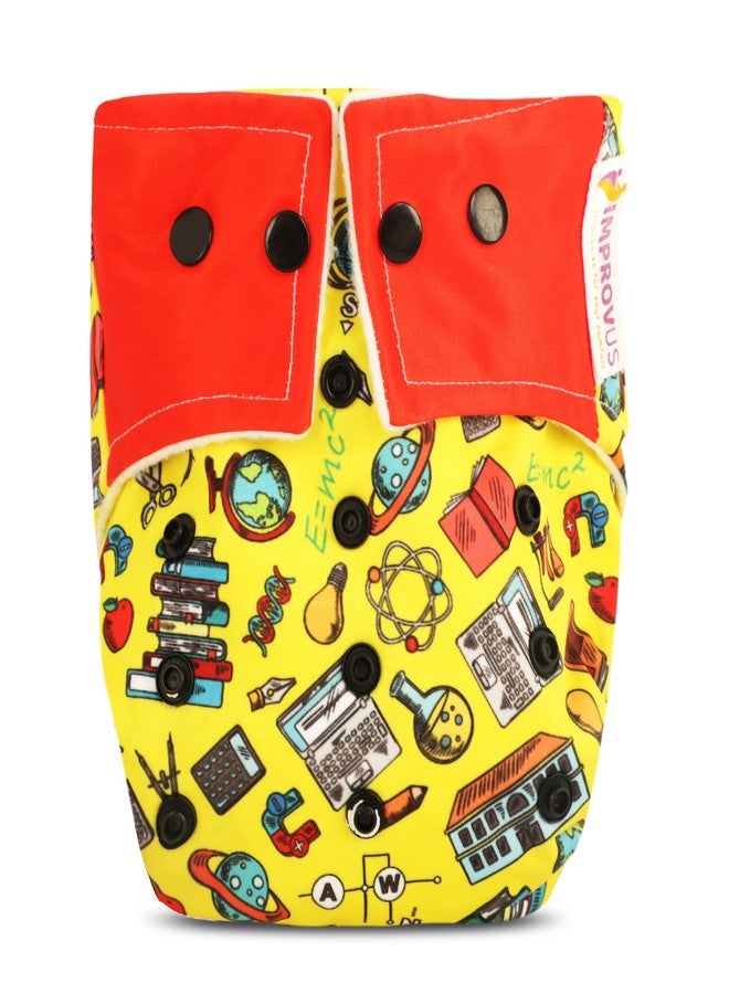 IMPROVUS Free Size Washable & Reusable Cloth Diaper With 1 Dry Feel Absorbent Soaker Pad (3Months- 3Years) (Red&Yellow) - Image 3