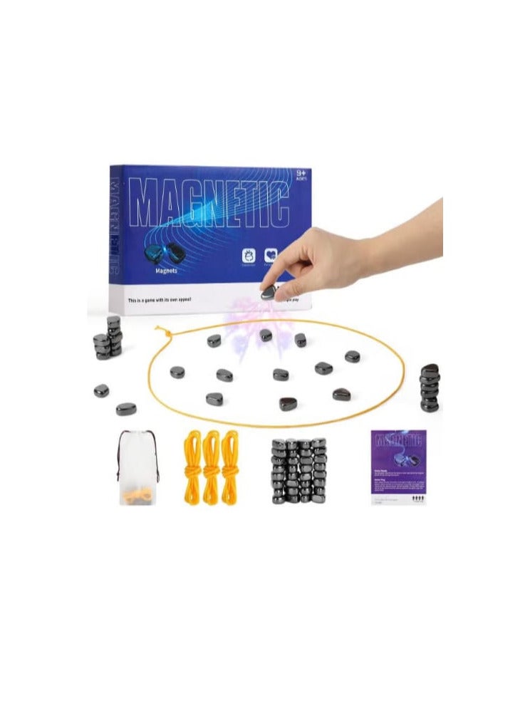 لعبة شطرنج مغناطيسية تحتوي على 32 حجرًا وخيط - لعبة لوح مغناطيسي مبتكرة للأطفال والكبار، مثالية للتجمعات العائلية واستراتيجية الألغاز - Image 1