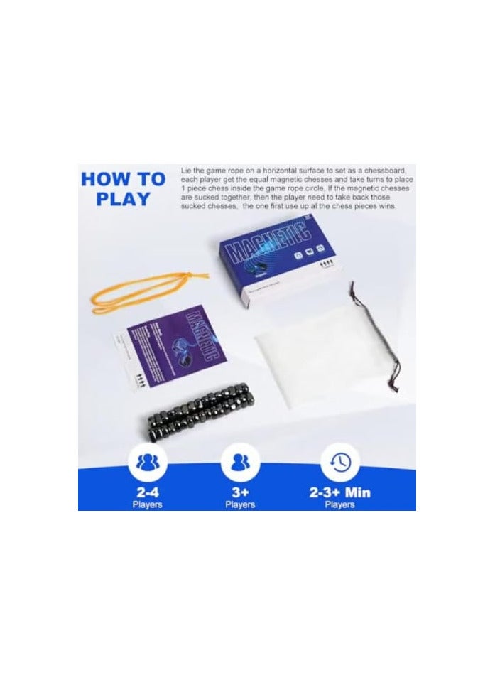 لعبة شطرنج مغناطيسية تحتوي على 32 حجرًا وخيط - لعبة لوح مغناطيسي مبتكرة للأطفال والكبار، مثالية للتجمعات العائلية واستراتيجية الألغاز - Image 2