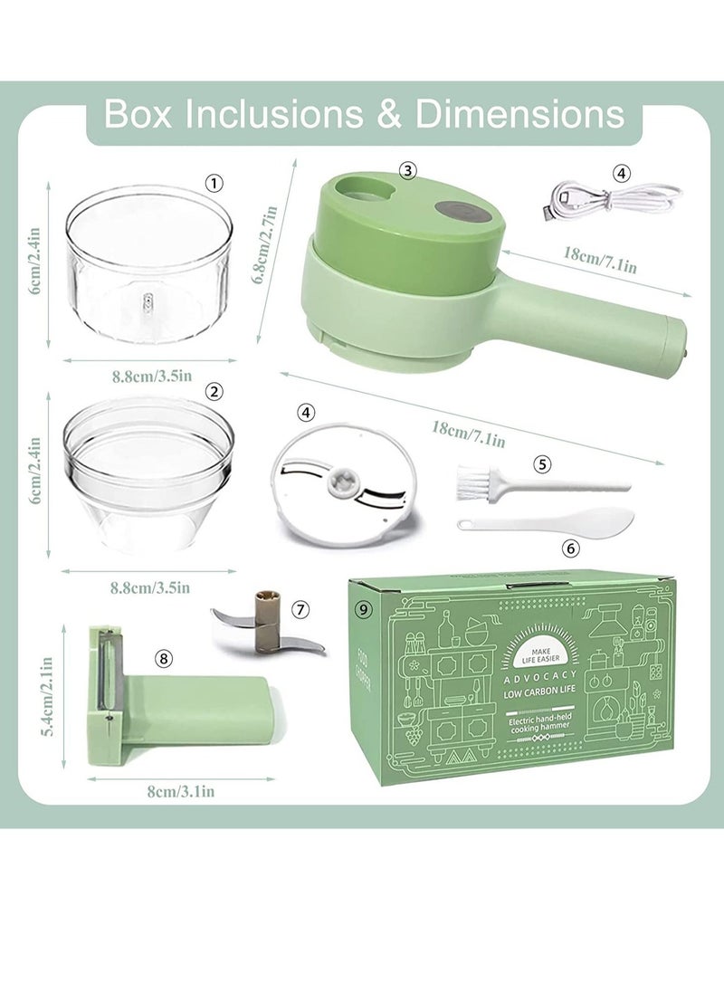 Raxoom 4 in 1 Handheld Electric Vegetable Cutter Set, Portable Mini Wireless Food Processor with Brush, Gatling Vegetable Cutter Electric Garlic Chopper for Garlic Pepper Chili Onion Celery Ginger Meat - Image 2