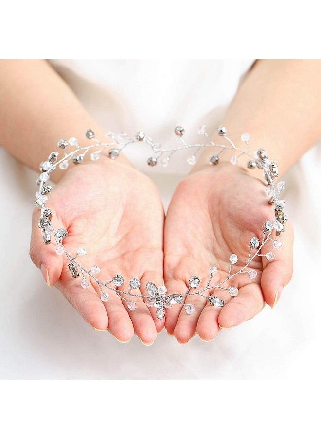 Catery Bride Wedding Headband Silver Crystal Hair Vine Bridal Hair Accessories For Women  - Image 2