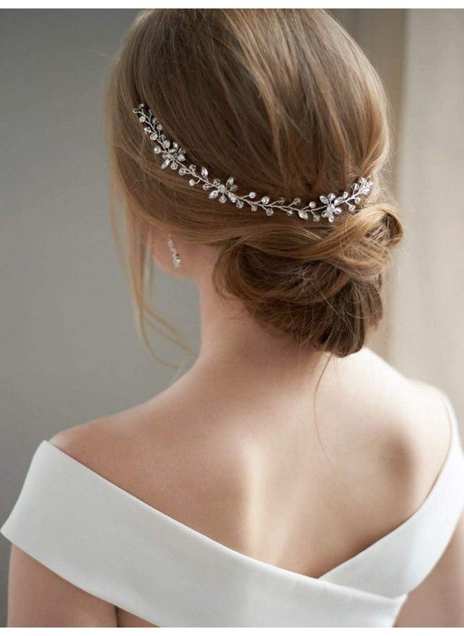 Catery Bride Wedding Headband Silver Crystal Hair Vine Bridal Hair Accessories For Women  - Image 3