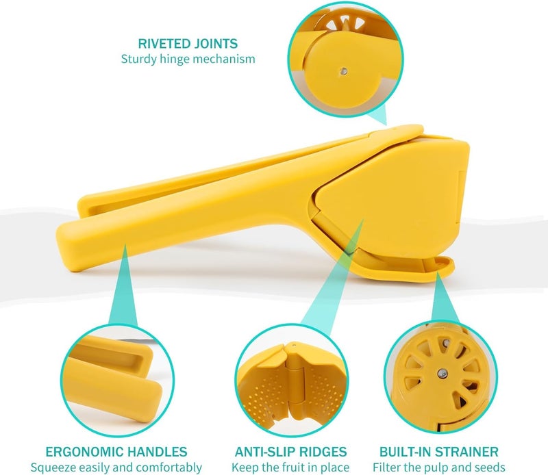 Toxen Lemon Squeezer Manual Lemon Juicer Easy Squeeze Lime Press Squeezer Citrus Juicer with Sideways Pivot to Increase LeverageLemon Juicer Hand That Folds Flat For SpaceSaving Storage YELLOW - Image 3