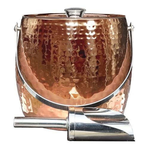 BREKX 3QT Insulated Ice Bucket for Parties with Lid and Scoop SweatFree One Bottle Wine ChillerChampagne Bucket or Ice Bucket for Cocktail Bar Leak Proof Easy to Clean Rose Gold