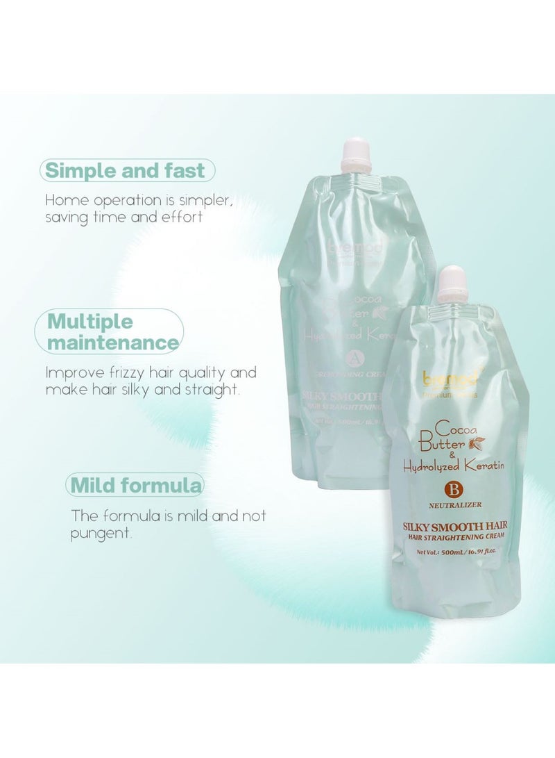 بريمود كريم تمليس الشعر بزبدة الكاكاو والكيراتين المتحلل من السلسلة المتميزة، ناعم للشعر المجعد ويجعل الشعر حريريًا ومستقيمًا 2500 مل (A+B) - Image 4
