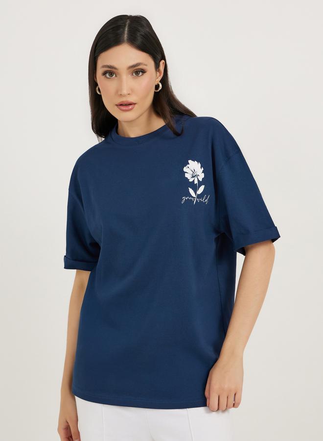 Styli Graphic Print Rolled Up Short Sleeve T-Shirt - Image 1