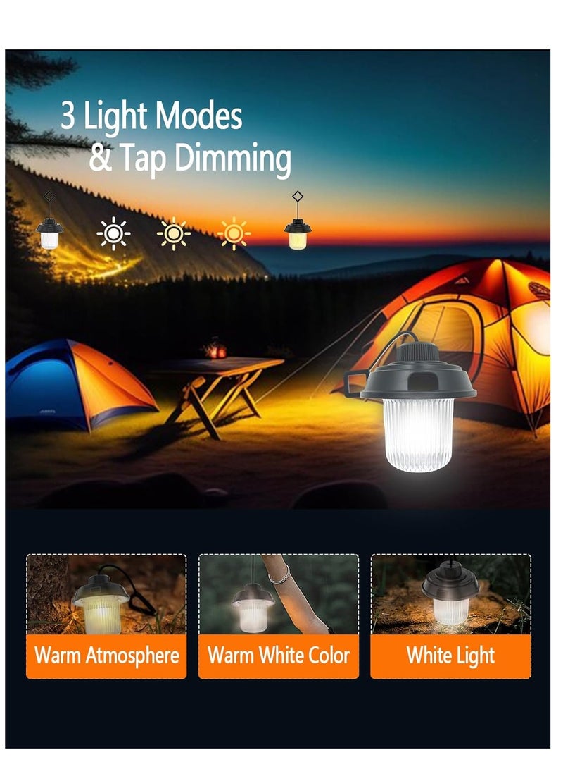Camping Lantern Portable Outdoor Type-C Rechargeable Lamp 3 Light Modes IPX4 Waterproof Hanging Tent Light Camping Lamp for Emergency Power Outage Hiking Backpacking Gear - Image 2