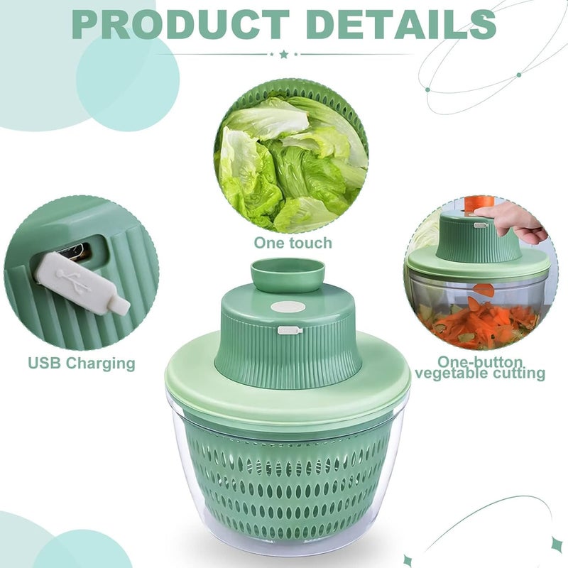 Brikipth Brikipth Vegetable Slicer Salad Cutter Cucumber Slicer Multi Chopper Potato Cutter Onion Cutter Vegetable Chopper Cutter Dicer Electric Garlic Chopper Food Chopper for Ginger Chili - Image 4