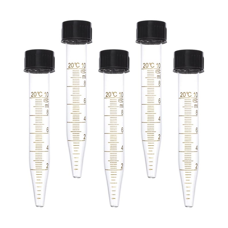 klarako Glass Test Tubes 5pcs Glass Centrifuge Tubes Scientific Experiment Test Tubes with Screw Caps Glass Vial Tube Lab Instruments Equipment (As Shown) Test Tube - Image 1