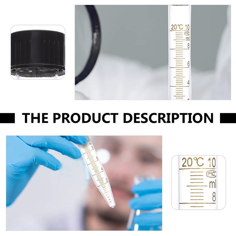 klarako Glass Test Tubes 5pcs Glass Centrifuge Tubes Scientific Experiment Test Tubes with Screw Caps Glass Vial Tube Lab Instruments Equipment (As Shown) Test Tube - Image 4