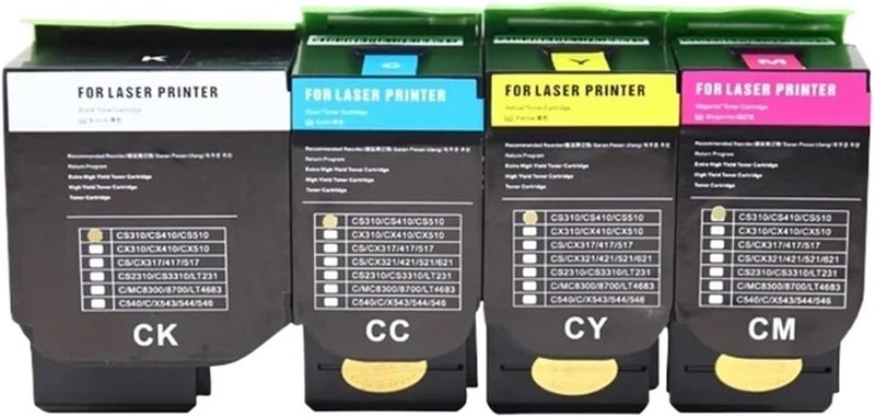 متوافق مع خرطوشة تنسيق Lexmark CS317 لأربعة ألوان - تناسب طابعات سلسلة CS417dn/CS517de (اللون الأصفر) - Image 1